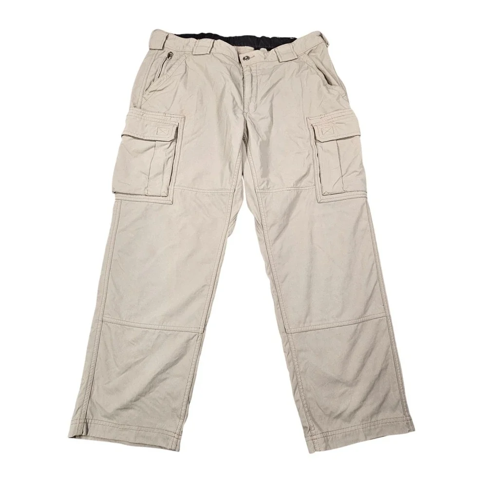 Duluth Trading Co Dry on the Fly Cargo Pants Mens 2XL x 27 Khaki Nylon Tech Work
